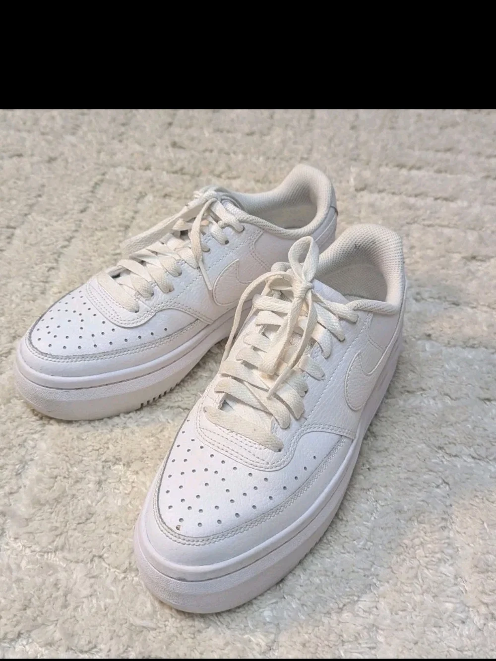 Nike Court Vision Alta LTR Women's Size 7 Triple White Sneakers